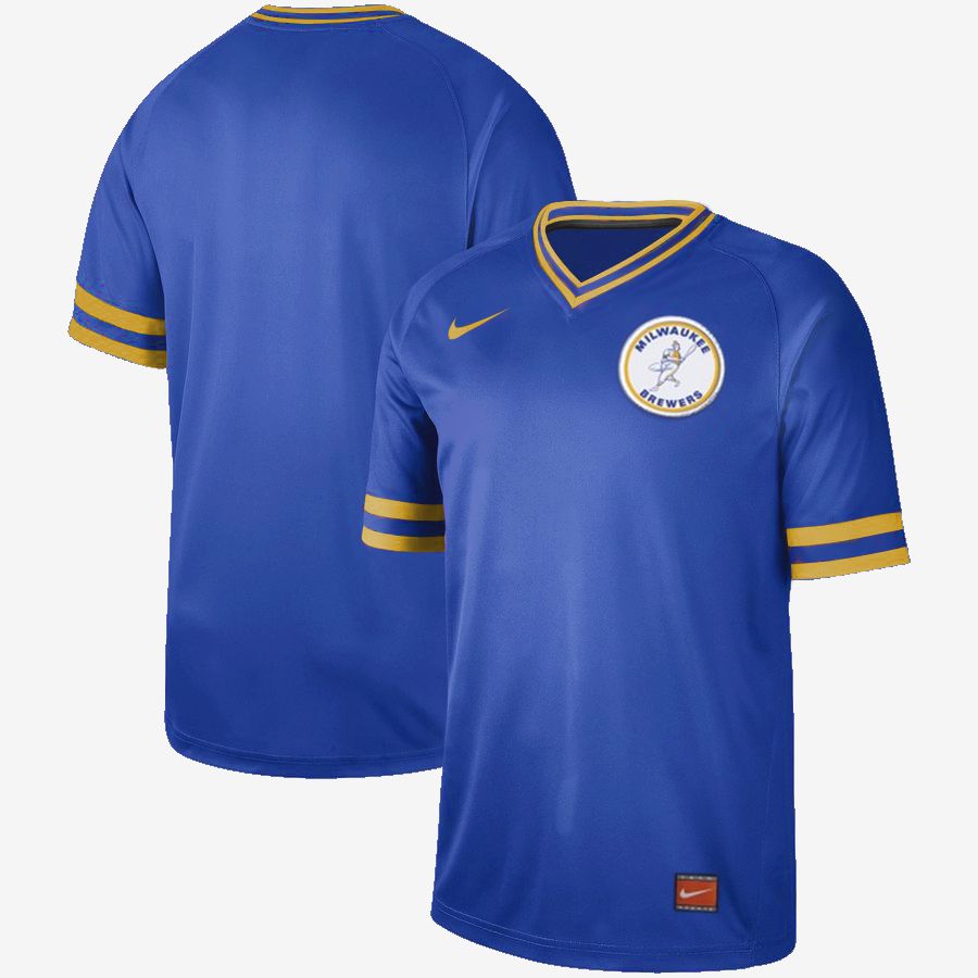 2019 Men MLB Milwaukee Brewers blank blue Nike Cooperstown Collection Jerseys->new york mets->MLB Jersey
